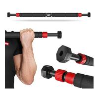 Hop-Sport Barre de Traction pour Porte HS-M050DP, Barre de Porte Réglable 65-100cm, Fixation Sans Perçage, Charge max. 150kg, Rouge