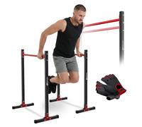 Hop-Sport Barres parallèles ajustables HS-1011K avec gants station pour pompes et dips en acier équipée de pieds antidérapants