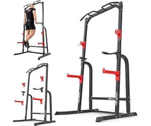 HOP-SPORT® Chaise Romaine HS-1014K, Station de Musculation pour Les dips et Les Pompes avec Double sécurité pour la Barre, Squat Rack, Power Tower avec Station à Dips et Barre de Traction sur Pied