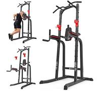 Hop-Sport Power Tower HS-1018K, Tour de Force Multifonctionnelle avec Dips Station, Barre de Traction, Chaise Romaine musculation avec Support pour Haltères, Station de Musculation complet