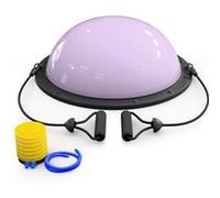Hop-Sport Demi Ballon d'Équilibre 57,5 x 22 cm avec Bandes de Résistance et Pompe, Planche d’Équilibre pour Yoga, Pilates, Max. 200 kg, Violet clair Violet clair G