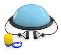 Hop-Sport Demi Ballon d'Équilibre 57,5 x 22 cm avec Bandes de Résistance et Pompe, Planche d’Équilibre pour Yoga, Pilates, Max. 200 kg, Bleu Brume bleue G