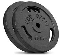 HOP-SPORT® Disques de Poids en Fonte 20 kg, Ensemble de disques d'haltères, Set de plaques avec alésage 30/31 mm, Musculaire & haltérophilie (2 x 10 kg)