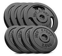 HOP-Sport® Disques de Poids en Fonte 30 kg, Ensemble de disques d'haltères, Set de plaques en Fonte alésage 30/31 mm, Musculaire & haltérophilie (4 x 5 kg, 4 x 2,5 kg)