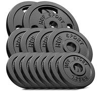 HOP-SPORT® Disques de Poids en Fonte 30 kg, Ensemble de disques d'haltères, Set de plaques avec alésage 30/31 mm, Musculaire & haltérophilie (2 x 5 kg, 4 x 2.5 kg, 8 x 1.25 kg)