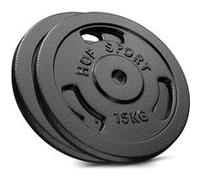 Hop-Sport Disques de poids en fonte 30 kg Set de plaques en fonte alésage 30/31 mm 2x15 kg Noir