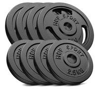 Hop-Sport Disques de poids en fonte 30 kg Set de plaques en fonte alésage 30/31 mm Set B Noir G