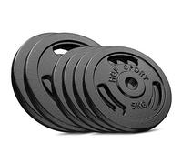 Hop-Sport Disques de poids en fonte 40 kg, Ensemble de disques d'haltères, Set de plaques en fonte alésage 30/31 mm, Musculaire & haltérophilie (4 x 5 kg, 2 x 10 kg)