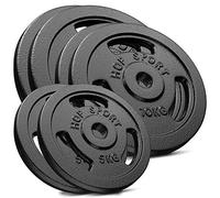 Hop-Sport Disques de poids en fonte 60 kg Ensemble de disques d'haltères Set de plaques Alésage 30/31 mm (2x15 kg, 2x10 kg, 2x5 kg)