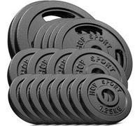 Hop-Sport Disques de poids en fonte 60 kg, Ensemble de disques d'haltères, Alésage 30/31 mm (2x10 kg, 4x5 kg, 4x2,5 kg, 8x1,25 kg)
