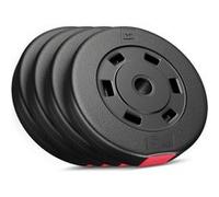 Hop-Sport Disques de Poids en Plastique 20 kg - 4x5 kg, alésage 31 mm, pour Barre d'haltères 30 mm, Disques d'haltères pour Musculation Noir G