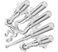 Hop-Sport Ensemble de barres de musculation en acier chromé: 167 cm + curl et super curl EZ 120 cm + courtes 2x40 cm, Diamètre 30 mm Inox G