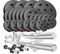 Hop-Sport Ensemble d'haltères 105 kg, Barres 167 cm, Super SZ 120 cm et 2x45 cm, Disques de poids 4x10, 6x5, 4x2.5, 6x1.25