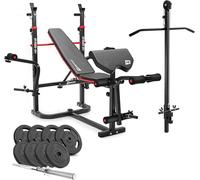 HOP-SPORT® Ensemble d'haltères 39 kg-106 kg et Banc de Musculation Multifonction HS-1065, Pupitre de Biceps, Papillon, Poulie haute, Set de disques de poids en fonte 31 mm, Kit de Barres