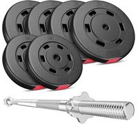 Hop-Sport Ensemble d'haltères 59 kg avec Barre longue 167 cm et Disques de poids pour musculation 4x10 kg, 2x5 kg
