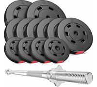 Hop-Sport Ensemble d'haltères 69 kg avec Barre longue 167 cm et Disques de poids pour musculation 2x10 kg, 6x5 kg, 4x2,5 kg