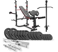 Ensemble d'haltères 76 kg et Banc de Musculation Multifonction HS-1065, Pupitre de Biceps, Papillon, Poulie haute, Set de disques de poids en fonte