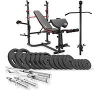 Ensemble d'haltères 76 kg et Banc de Musculation Multifonction HS-1065, Pupitre de Biceps, Papillon, Poulie haute, Set de disques de poids en fonte