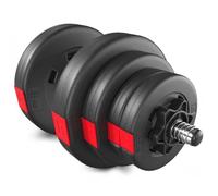 Hop-Sport Haltère de musculation bitumineux de 20 kg avec une barre d'haltères courte de 52 cm et des disques en plastique (1x20 kg)
