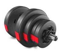 Hop-Sport Haltère de musculation bitumineux de 20 kg avec une barre d'haltères courte de 52 cm et des disques en plastique (1x20 kg)