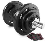 Haltère de musculation en fonte 1x20kg Hop-Sport avec barre courte et disques en fonte