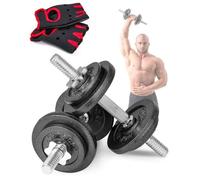 Hop-Sport Haltères de musculation 2x10 kg avec deux barres de 40 cm, Set d'haltères courts de 20 kg et un jeu de disques en fonte