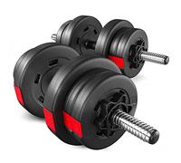 HOP-Sport® Haltères de Musculation bitumineux 20 et 40 kg, kit avec Barres d'haltères Courtes et Un Jeu de disques en Plastique