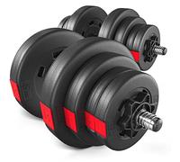 HOP-Sport® Haltères de Musculation bitumineux 20 et 40 kg, kit avec Barres d'haltères Courtes et Un Jeu de disques en Plastique