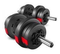 Haltères de musculation bitumineux 20 kg, 2x10 kg avec deux barres d'haltères courtes de 45 cm et un jeu de disques en plastique