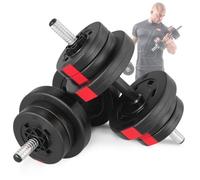 Hop-Sport Haltères de musculation bitumineux 20 kg, 2x10 kg avec deux barres d'haltères de 45 cm et un jeu de disques en plastique