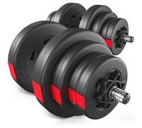 Haltères de musculation bitumineux 40 kg, 2x20 kg avec deux barres d'haltères courtes de 52 cm et un jeu de disques en plastique