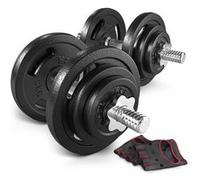 Haltères de musculation Hop-Sport 2x20 kg avec barres de 40 cm, Set d'haltères courts de 40 kg en fonte