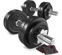 Hop-Sport Haltères de musculation en fonte de 30 kg avec kit de deux barres d'haltères courtes de 40 cm et un jeu de disques 2 x 15 kg