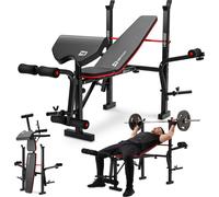 Hop-Sport HS-1055 Banc de musculation pliable réglable Banc d'entraînement avec support pour haltères longs, curlpult, butterfly - banc de fitness pour la musculation à la maison