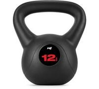 Hop-Sport Kettlebell en Vinyle Antidérapant 12 kg, Bouilloire de Poids avec Poignée Ergonomique, Haltère à Boule pour Entraînement à Domicile de Musculation et Fitness Noir/Rouge G