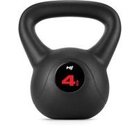 Hop-Sport Kettlebell en Vinyle Antidérapant 4 kg, Bouilloire de Poids avec Poignée Ergonomique, Haltère à Boule pour Entraînement à Domicile de Musculation et Fitness Noir/Rouge G