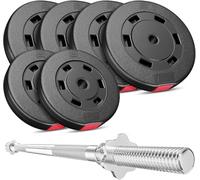 Set de 59 kg Barre d'Haltère avec Disques de poids, Ensemble d'haltères avec Barre longue 167 cm, Kit d'haltères avec poids pour musculation 4x10 kg,