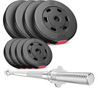 HOP-SPORT® Kit de Musculation 37 kg Barre d'Haltère 120 cm avec Set de Disques de Poids 4x5, 4x2,5 kg, Ensemble d'haltères avec Barre Longue et Fermetures en étoile