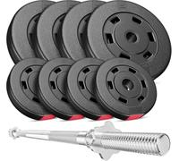 HOP-SPORT® Kit de Musculation 39 kg Barre d'Haltère 167 cm avec Set de Disques de Poids 4x5, 4x2,5 kg, Ensemble d'haltères avec Barre Longue et Fermetures en étoile