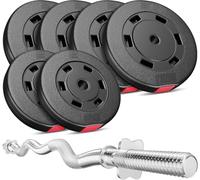 Hop-Sport Set de 57 kg Barre d'Haltère avec Disques de poids, Ensemble d'haltères avec Barre SZ 120 cm, Kit d'haltères avec poids pour musculation 4x10 kg, 2x5 kg Noir G