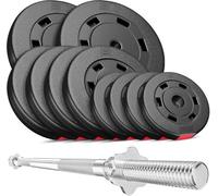 HOP-SPORT® Kit de Musculation 59 kg Barre d'Haltère 167 cm avec Set de Disques de Poids 2x10, 4x5, 4x2,5 kg, Ensemble d'haltères avec Barre Longue et Fermetures en étoile