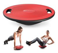 HOP-SPORT® Planche d'équilibre avec poignées, Diamètre 40 cm, Capacité de Charge de 150 kg, Plateau oscillant antidérapant, Balance Board PP pour l’amélioration de la Coordination, Rouge
