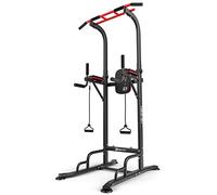 Hop-Sport Power Tower HS-1016K avec station de dips, tour de musculation multifonction complet avec barre de traction réglable, Chaise Romaine avec poignées antidérapantes et 2 extenseurs, max. 150 kg