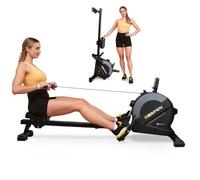 Hop-Sport Rameur d'appartement pliable HS-080R Aspen, 16 Niveaux de résistance magnétique max. à 30 kg, Écran LCD, Capacité de Charge 120 kg Noir / Doré