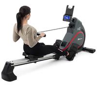 HOP-SPORT® Rameur d'Appartement Pliable HS-095R Spike, 16 Niveaux de Résistance Magnétique avec Écran LCD et Support Tablette, Roue d'Inertie 16 kg, Capacité de Poids de 150 kg, pour la Maison, Rouge