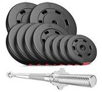 HOP-SPORT® Kit de Musculation 59 kg Barre d'Haltère 167 cm avec Set de Disques de Poids 2x10, 4x5, 4x2,5 kg, Ensemble d'haltères avec Barre Longue et Fermetures en étoile