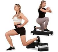 Hop-Sport Step de Fitness HS-PP033AS pour la maison, Stepper d'aérobic avec Hauteur Ajustable 3 marches, Antidérapant, max. 350 kg, Noir/Blanc Noir / Blanc