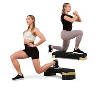 Hop-Sport Step Fitness HS-PP033AS, Stepper Aérobic Exercice ou Gymnastique, Hauteur réglable 3 niveaux, max. 350 kg, Doré