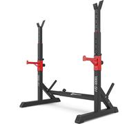 Hop-Sport Support d'Haltères Réglable HS-1006L, Rack de Squat Ajustable en Hauteur et Largeur, Support pour Barre Longue, Capacité Maximale 200 kg Noir / Rouge