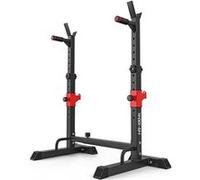 Hop-Sport Support d'Haltères Réglable HS-1004L, Rack de Squat et Support pour Barre Longue, Capacité Maximale 250 kg, Support de Musculation Ajustable Noir / Rouge